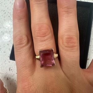 10k Solid Gold Pink Cocktail Ring Size 7